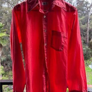 Kmart Vtg Single Stitch Button Up Shirt. Salmon/Orange Cayenne Colored. Medium